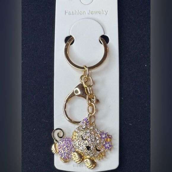 Mint BAG CHARM Sparkly Sleeping Kitty Cat  Keychain/Purse Charm Pink - Picture 8 of 15